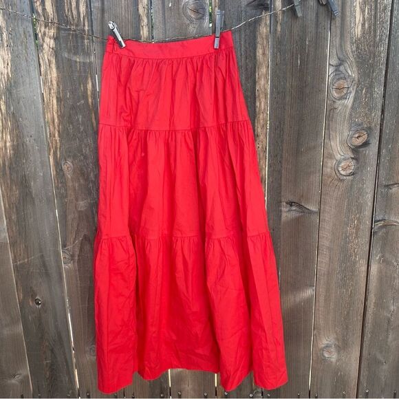 Staud red A-Line Women's midi skirt size 00 - Picture 4 of 7
